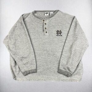 VTG Notre Dame Sweatshirt Mens XL Gray Pro Edge Embroidered Button Collar 25x25